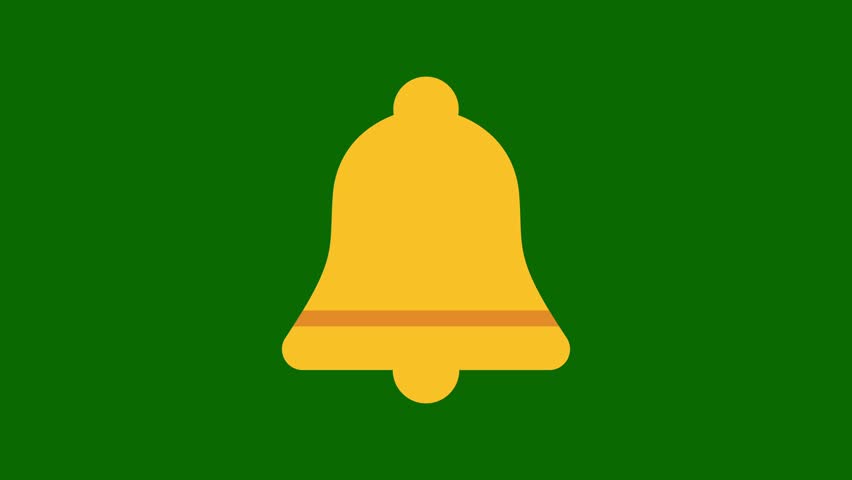 4K animated yellow alert bell icon with green screen background