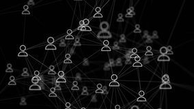 A network of connected user icons on a dark background, symbolizing digital communication, social media, teamwork, and global connectivity. Perfect for business, technology, and networking concepts. - Powered by Shutterstock - Get 15% off with code: PIKWIZARD15