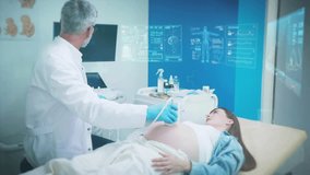 Ultrasound Examination Expecting Mothers within the Sphere of Modern Healthcare Practices. Qualified doctor performs an ultrasound on a pregnant woman, showcasing advanced medical technology and care - Powered by Shutterstock - Get 15% off with code: PIKWIZARD15