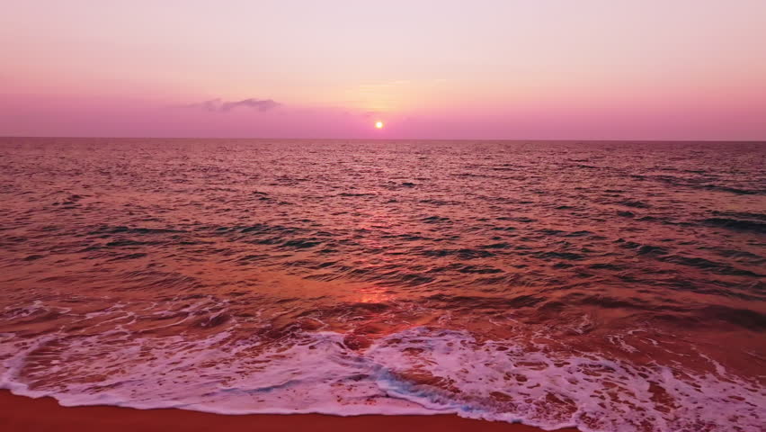 Beautiful Sea in sunset or sunrise light sky summer season,Footage from drone camera,Amazing sea beach ocean sunset sky background	