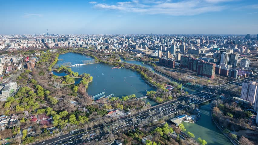 Beijing, China - March 20th 2025 - Overlooking Beijing cityscape in spring from CCTV tower