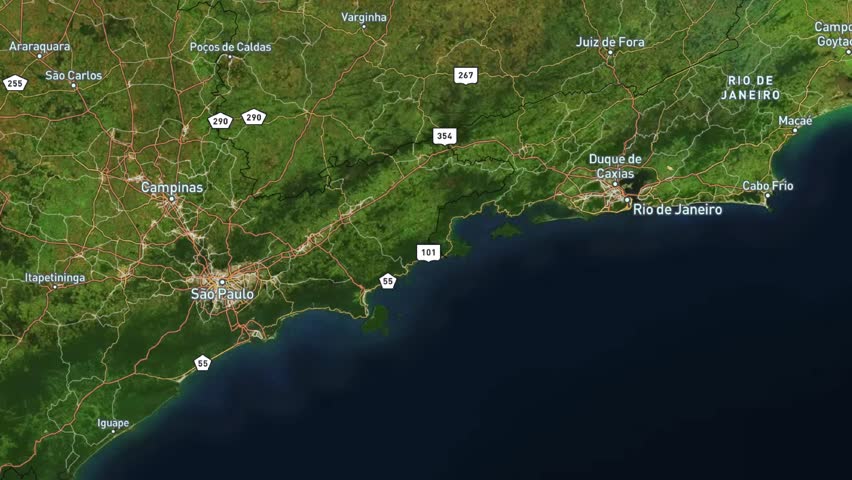 São Paulo to Rio de Janeiro 4K animated flight route map — perfect for airline videos, Brazilian tourism, and travel promotions.