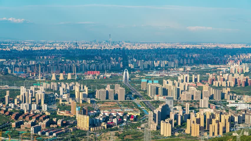 Beijing, China - 3rd July 2023 - Panorama of Beijing city from Western hills