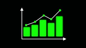 Smooth animation of glowing green bar graph rising on a black background. Perfect for finance, business growth, data visualization, stock market trends, and corporate presentations. - Powered by Shutterstock - Get 15% off with code: PIKWIZARD15