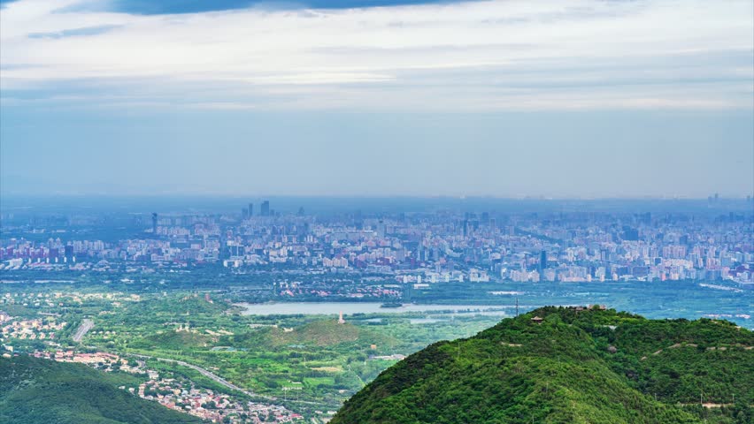 Beijing, China - 14th May 2024 - Overlooking Beijing summer palace and Fragrant hills