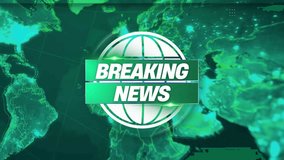 Breaking news headline overlay displayed on a green world map background, representing urgent updates broadcasted globally. - Powered by Shutterstock - Get 15% off with code: PIKWIZARD15