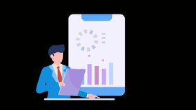 Businessman financial data analysis report Illustration 2d animation pack - Powered by Shutterstock - Get 15% off with code: PIKWIZARD15