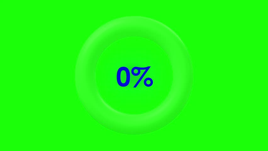 A circular metallic 3D HUD interface with futuristic style showing a percent indicator, rendered on chroma green