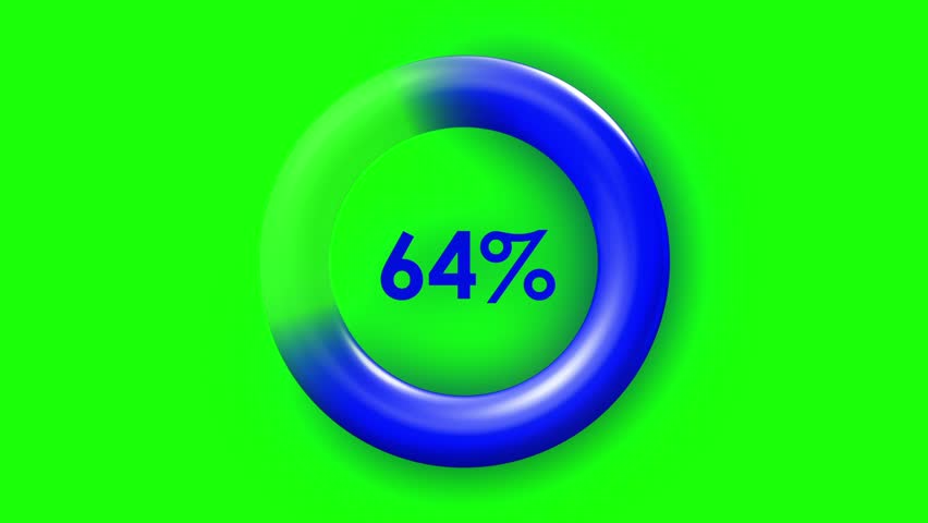 A circular metallic 3D HUD interface with futuristic style showing a percent indicator, rendered on chroma green