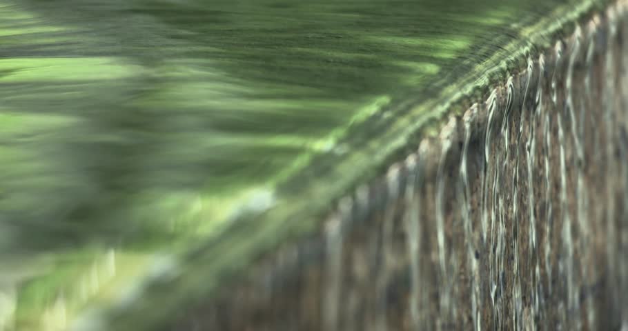 Close-up of flowing water curtain wall