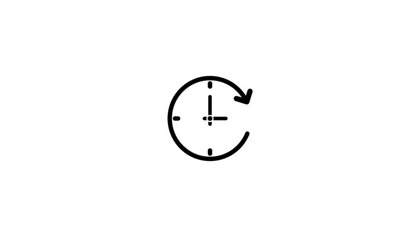 White 24-7 clock icon with arrow on white background symbol service