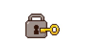 8-bit pixel art lock unlocked with golden key looped animation 4k 30fps - Powered by Shutterstock - Get 15% off with code: PIKWIZARD15