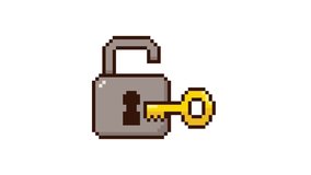 8-bit pixel art lock unlocked with golden key looped animation 4k 30fps - Powered by Shutterstock - Get 15% off with code: PIKWIZARD15