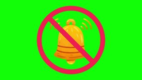 Forbidden sign with notification bell icon, no bell alarm sign, ringing bell prohibition sign, animated animation on green screen background - Powered by Shutterstock - Get 15% off with code: PIKWIZARD15