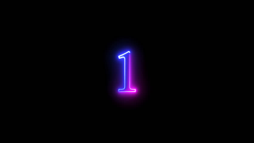 1 to 5 sec countdown animation on black background, 4k video, number count animation, sec counting, neon light second countdown animation, 