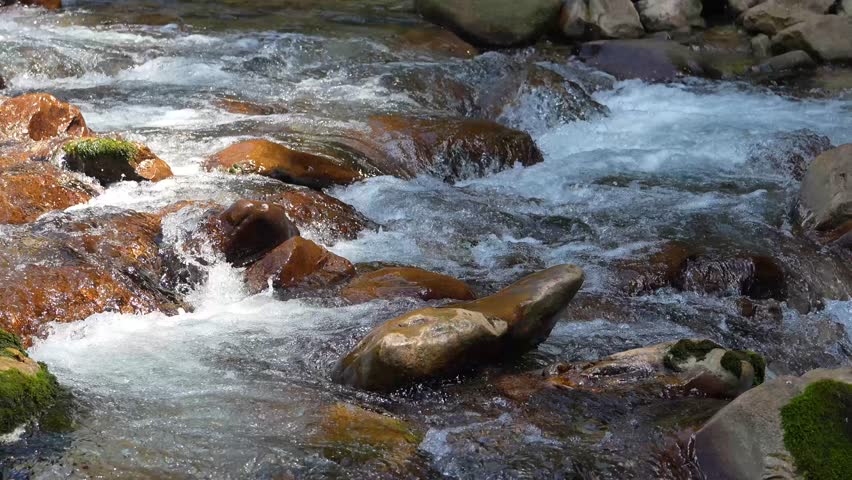 A small mountain river with rapids in the Samegrelo region, Georgia. Nature