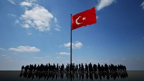 Turkiye Turkish Flag and Walking Crowd - Powered by Shutterstock - Get 15% off with code: PIKWIZARD15