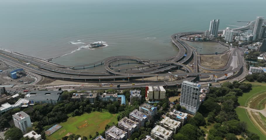 Morning view of the Mumbai Coastal Road in Maharashtra, India, famously known as the 