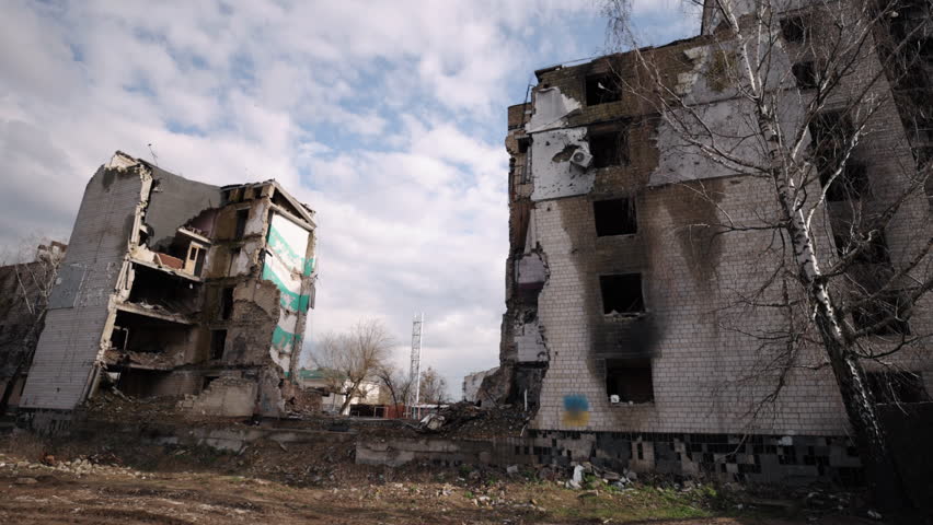 Ruins images, Terror attack, Artillery shelling. Russian army's missile and bomb attacks led to widespread devastation of residential properties.