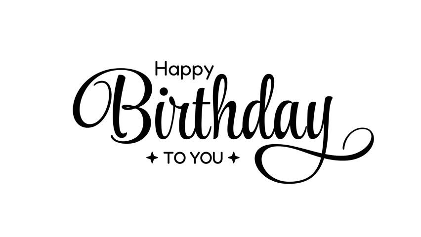 Elegant Handwritten Happy Birthday Lettering Animation on White Background