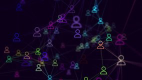 A network of colorful connected user icons, symbolizing digital communication, social media, teamwork, and global connectivity. Perfect for business, technology, and networking concepts. - Powered by Shutterstock - Get 15% off with code: PIKWIZARD15