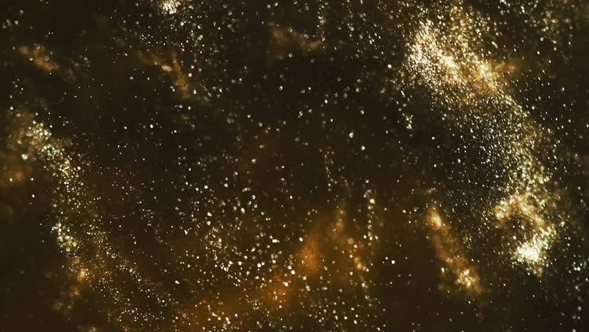 Liquid gold particles floating over black background, Gold, golden abstract backdrop. Beautiful metallic yellow texture, Metallic paint close-up. Art Wallpaper waves surface 