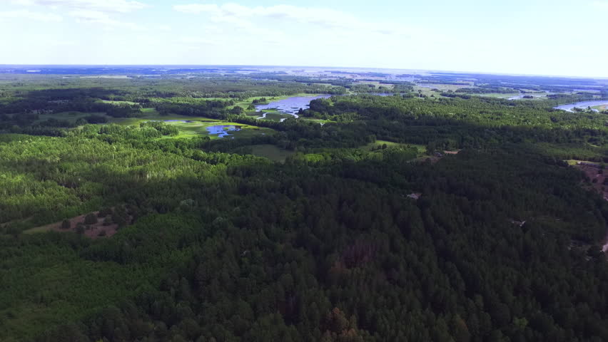 Epic establishing aerial shot of the entire Chernobyl Zone: largest wildlife reserve in Europe