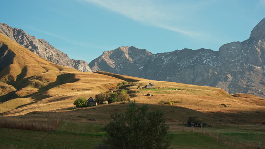Majestic landscape of Aiguilles d Arves massif with iconic mountain peak in autumn at French Alps, Savoie, France