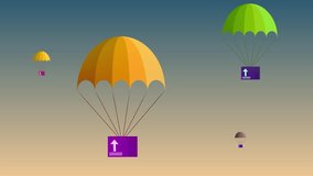 Parcel delivery animation featuring a box attached to a parachute ideal for postal logistics and shipping promotions. - Powered by Shutterstock - Get 15% off with code: PIKWIZARD15