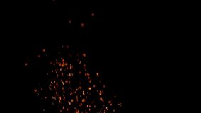 Flying Embers from fire. Closeup of burning hot bonfire fire sparks. Fire Particles over black background with smoke.  - Powered by Shutterstock - Get 15% off with code: PIKWIZARD15