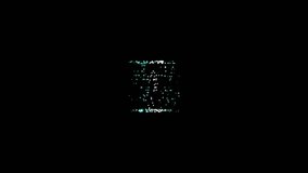 abstract representation of a round dimensional shape, a cube or cuboid, composed of numerous small, glowing particles against a black background. These particles are predominantly white and turquoise, - Powered by Shutterstock - Get 15% off with code: PIKWIZARD15