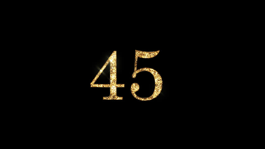 Golden number 45 with beautiful golden shine and alpha channel, numerology, number forty five