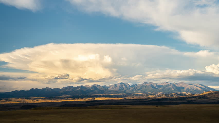 Thunder Head over Crazy Mountains in Montana Evening Time Lapse