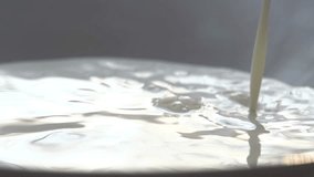 Jet Pouring Milk. Milk pouring into a white bowl in the morning sun. Slow Motion - Powered by Shutterstock - Get 15% off with code: PIKWIZARD15
