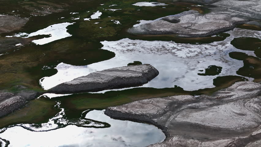 Salt Marsh with Water and Algae Aerial View