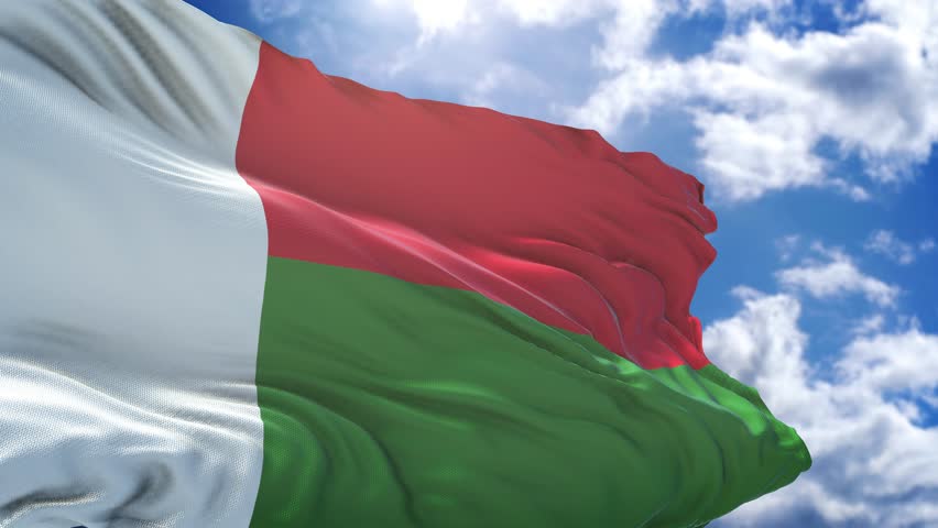 Madagascar flag. close up of Madagascar flag. Madagascar flag endless loop