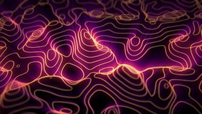 Looped digital terrain background with glowing contour lines and neon topographic map effect. Abstract animation of landscape scanning for science fiction and futuristic art. Seamless loop , 4K 60fps - Powered by Shutterstock - Get 15% off with code: PIKWIZARD15