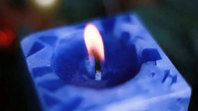 Romantic festive Christmas holiday evening. lit  candles on indoor Advent wreath. Romantic festive candlelight with tranquil bokeh lights and dark copy space. Looped 3D animation background. - Powered by Shutterstock - Get 15% off with code: PIKWIZARD15