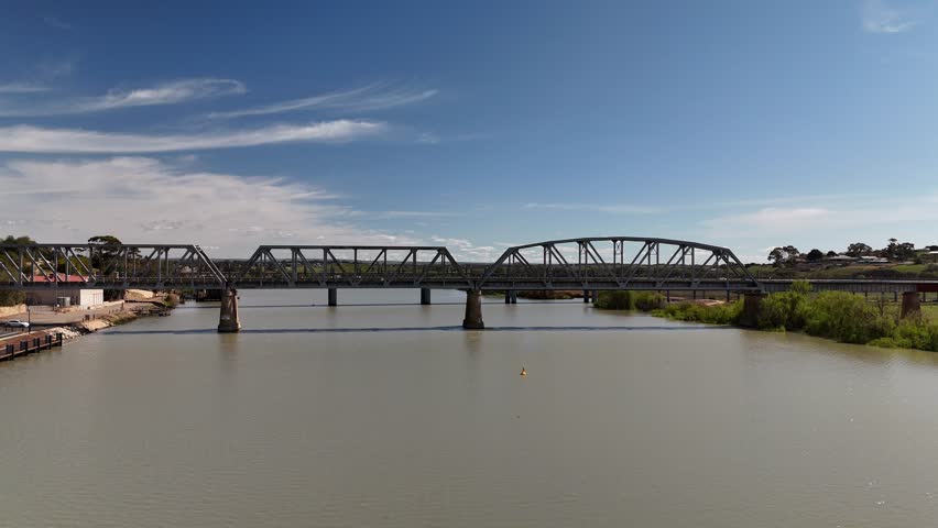 Murray Bridge City, South Australia: 4K Aerial Drone Footage of Murray River, Road Bridge, Railway Bridge, Port, Parks, Scenic River Landscape