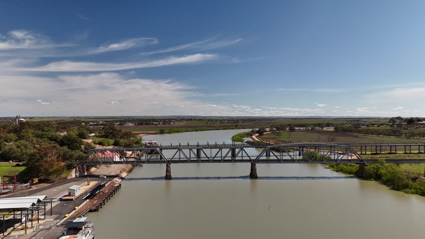 Murray Bridge City, South Australia: 4K Aerial Drone Footage of Murray River, Road Bridge, Railway Bridge, Port, Parks, Scenic River Landscape