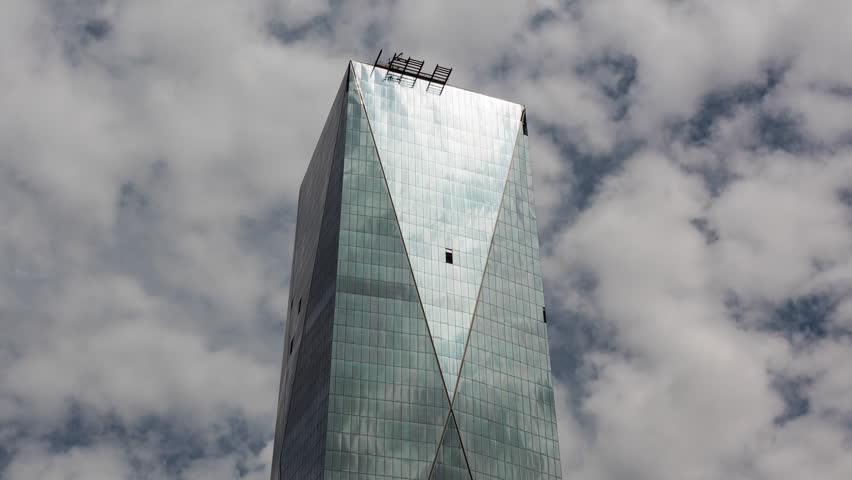 ICD Brookfield Place building in Dubai Financial District, DIFC, UAE Timelapse.