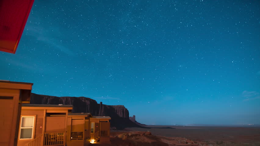 Monument Valley Summer Star Trails and Cabins Astrophotography Night Sky Time Lapse in Arizona and Utah USA
