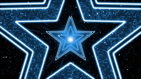 Dynamic neon star tunnel animation with glowing blue light burst effect. Perfect for motion graphics, music visuals, sci-fi projects, digital backgrounds, or high-tech event intros. - Powered by Shutterstock - Get 15% off with code: PIKWIZARD15