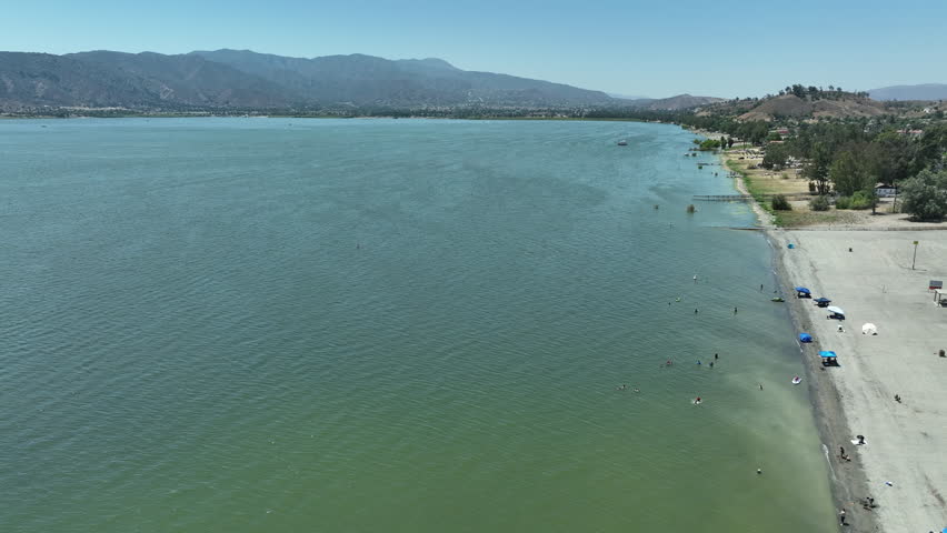 Lake Elsinore Aerial Shot of Elm Grove Beach Orbit L California