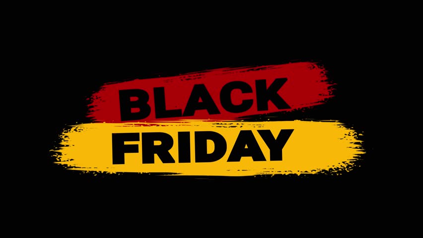 Dynamic Black Friday animation with bold brush stroke background. Perfect for sale promotions, discounts, and holiday marketing campaigns.