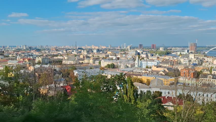 Panoramic view of the old Podil, the city of Kyiv, the capital of Ukraine
