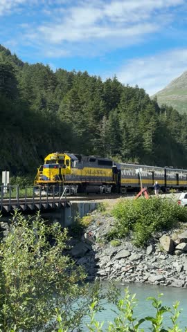 Whittier, Alaska, USA - August 23. 2025: Alaska Railroad Train 