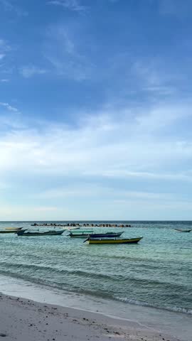 The fishing boat rocks lightly at buru island, Maluku, Indonesia