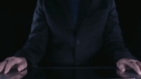 A business professional interacts with a 3D data visualization on a digital tablet, showcasing intricate charts and graphs in a sleek, dark environment for effective analysis. Qubit - Powered by Shutterstock - Get 15% off with code: PIKWIZARD15