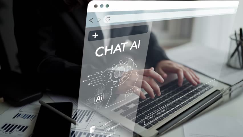 AI Virtual Assistant Artificial Intelligence Chatbot Controlled by Prompt Engineering for Explainable Generative AI information and LLM Deep Learning Technology for Smart Business Work Support. Muxer